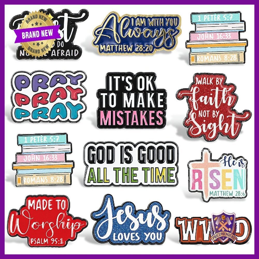 36 Pcs Bible Verse Lapel Pins Set Religious Gifts Enamel Metal